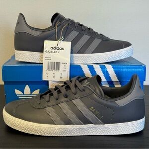 Adidas Gazelle J Gray Sneakers, Junior size 4 or Women’s size 6 brand new